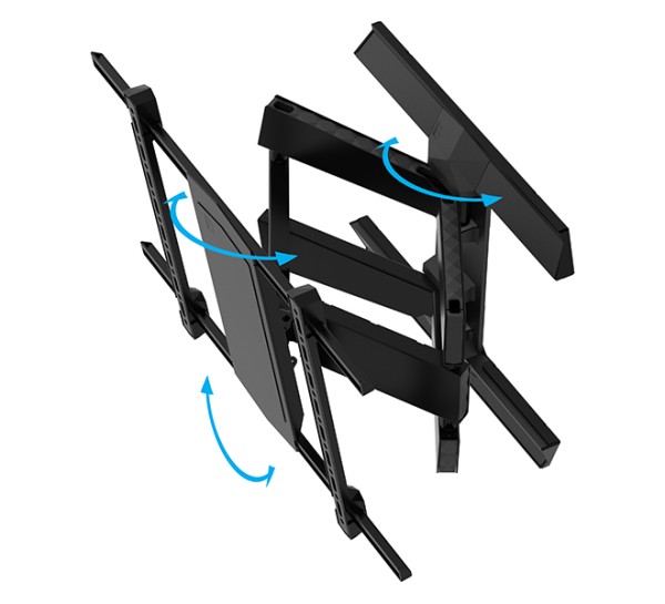 Uchwyt ścienny z podwójnym ramieniem wspornikowym do płaskich ekranów z funkcją pochylania i obrotu B-Tech BT8227/B