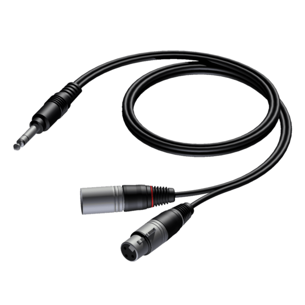 Kabel PROCAB CAB709/3, 6.3 mm jack (M) stereo do XLR (M) i XLR (F)