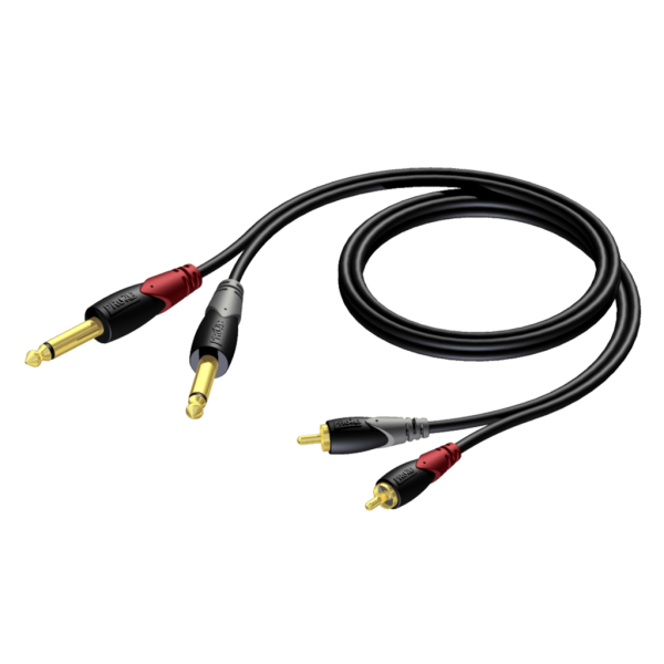 Kabel PROCAB CLA631/3, 2x RCA (M) do 2x 6,3 mm jack (M) mono (3m)