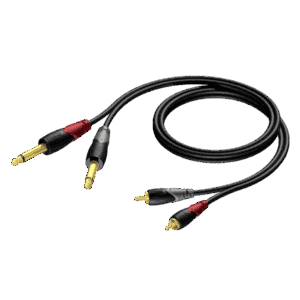 Kabel PROCAB CLA631/5, 2x RCA (M) do 2x 6,3 mm jack (M) mono (5m)