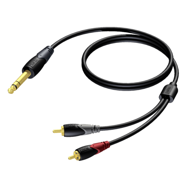 Kabel PROCAB CLA719/1.5, 6,3 mm jack (M) stereo do 2 x RCA (M) (1,5m)