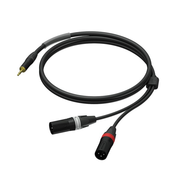 Kabel PROCAB PRA712/3, jack 3,5mm (M) stereo do 2x XLR (M) (3m)