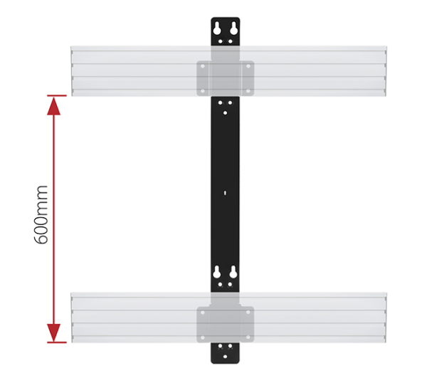 Podwójne mocowanie ścienne do belki dystans 19mm B-Tech SYSTEM X BT8390-WFK3/B V2